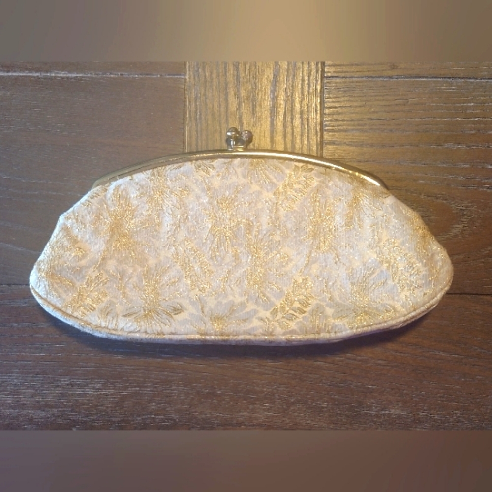 Vintage Avon by Kadin Clutch Purse, Gold Multitone Brocade 1960s